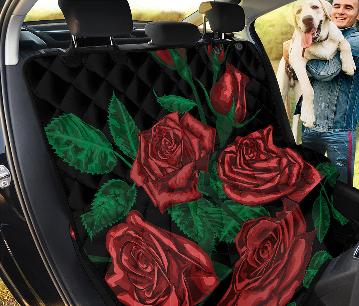 Red Roses Tattoo Print Pet Car Back Seat Cover