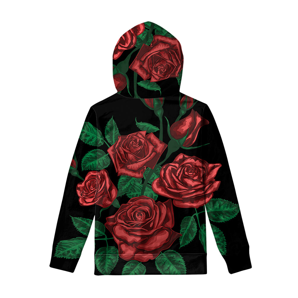 Red Roses Tattoo Print Pullover Hoodie