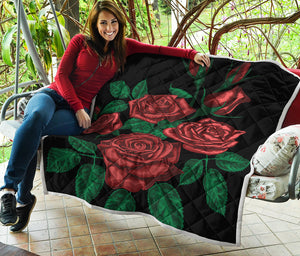 Red Roses Tattoo Print Quilt