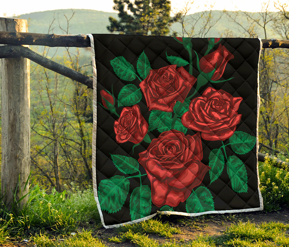 Red Roses Tattoo Print Quilt