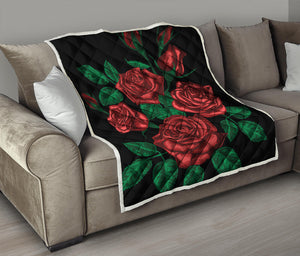 Red Roses Tattoo Print Quilt