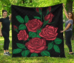 Red Roses Tattoo Print Quilt