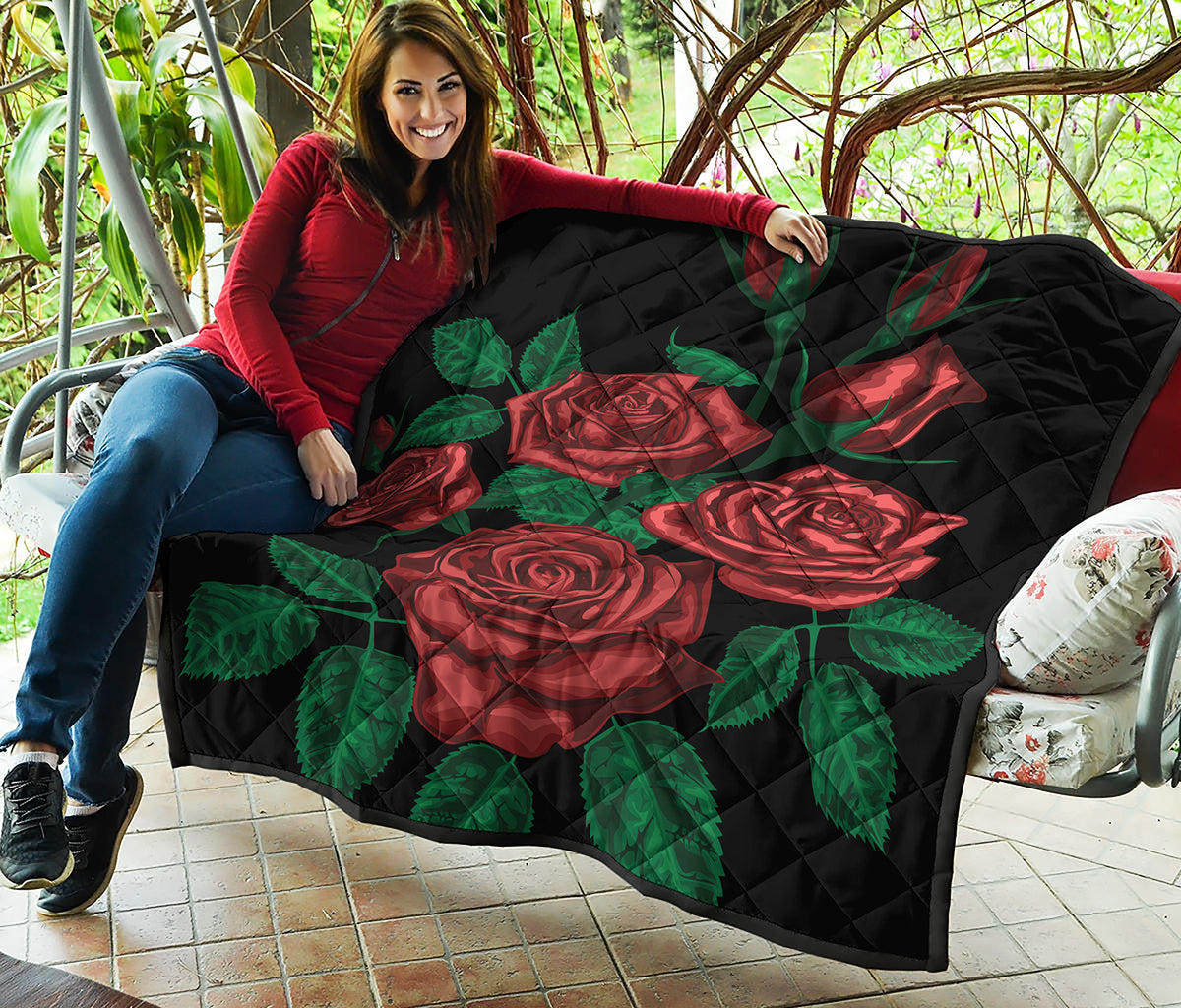 Red Roses Tattoo Print Quilt