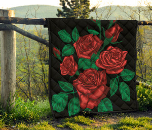 Red Roses Tattoo Print Quilt