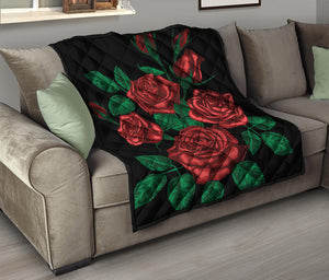 Red Roses Tattoo Print Quilt