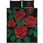 Red Roses Tattoo Print Quilt Bed Set