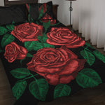 Red Roses Tattoo Print Quilt Bed Set