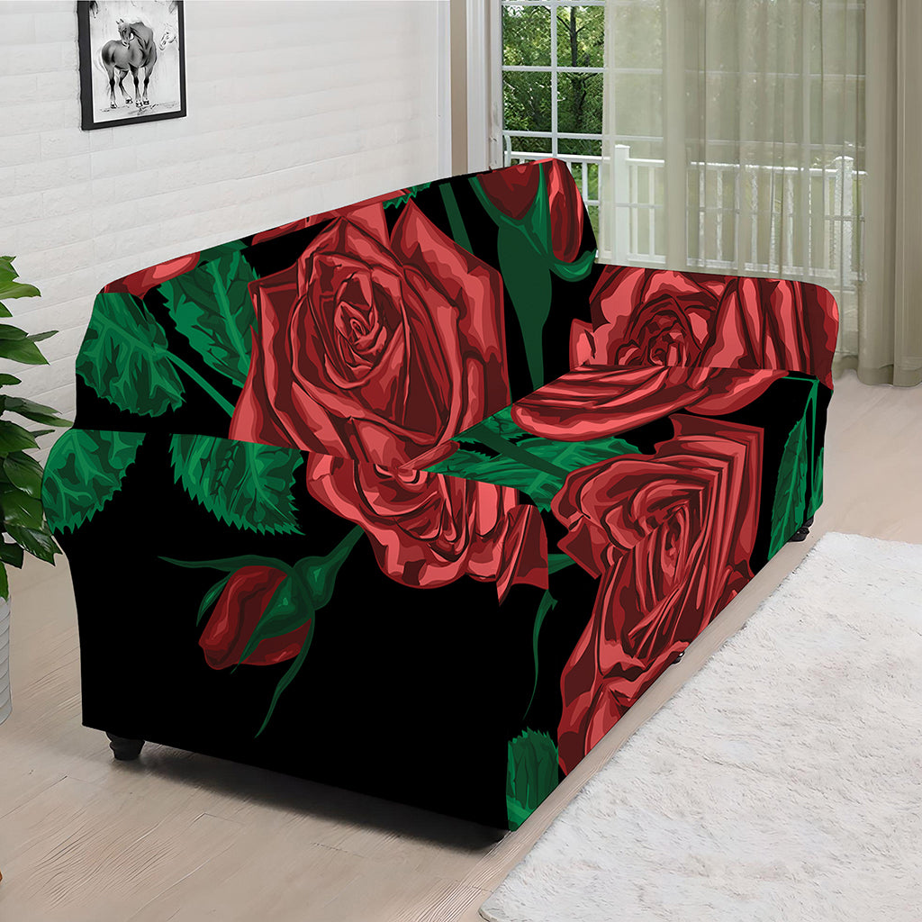 Red Roses Tattoo Print Sofa Cover