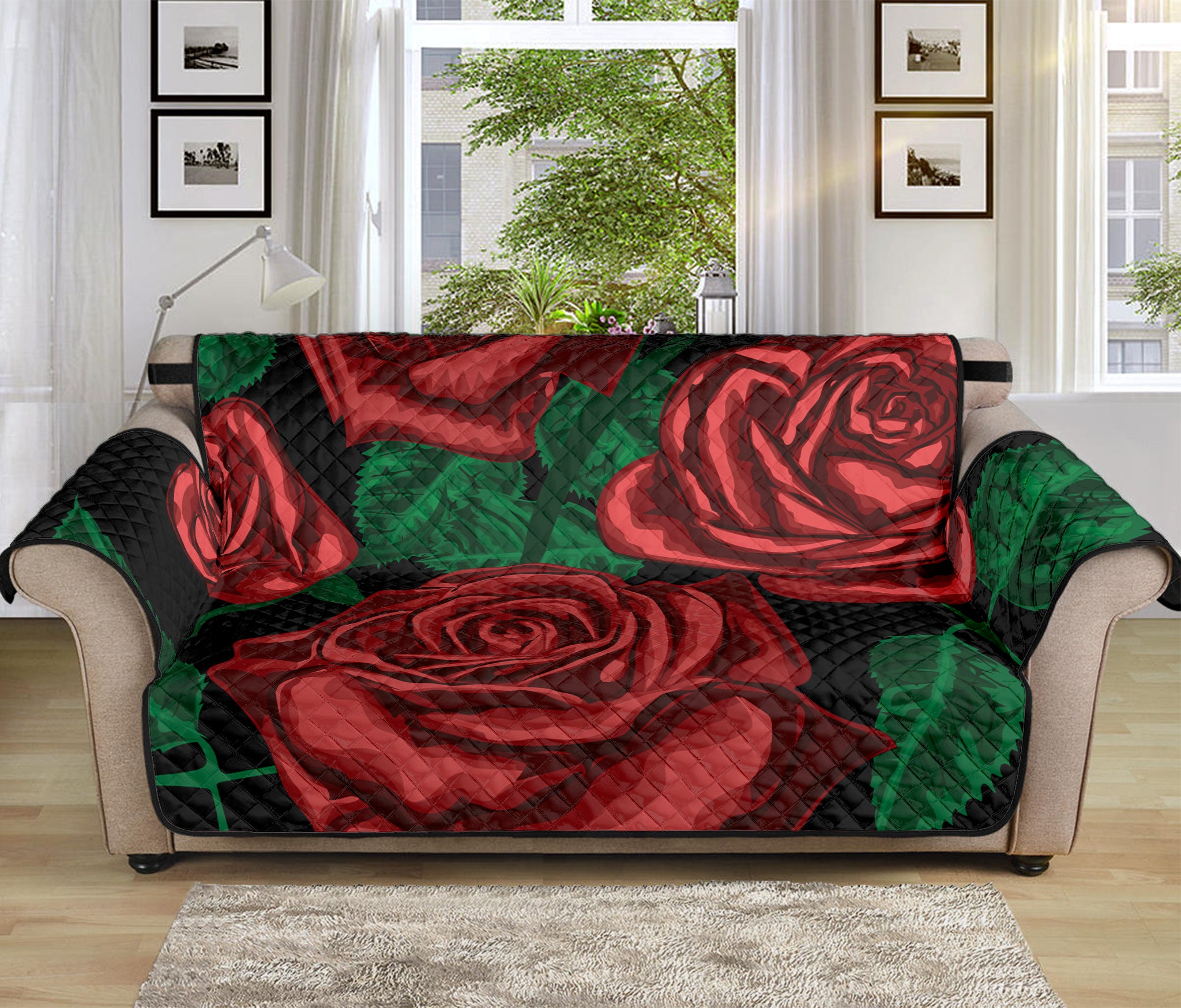 Red Roses Tattoo Print Sofa Protector