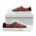 Red Roses Tattoo Print White Low Top Shoes