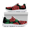 Red Roses Tattoo Print White Running Shoes