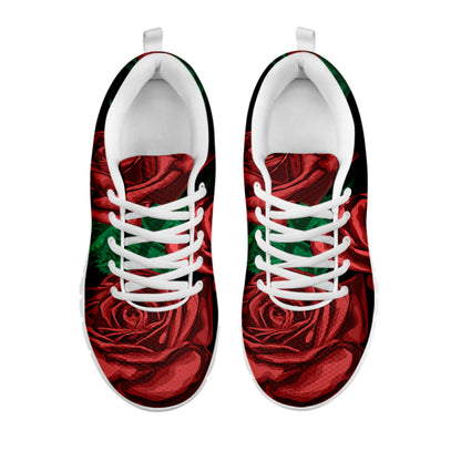 Red Roses Tattoo Print White Sneakers