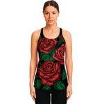 Red Roses Tattoo Print Women's Racerback Tank Top