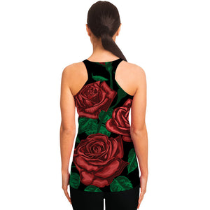 Red Roses Tattoo Print Women's Racerback Tank Top