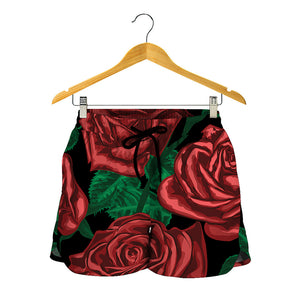 Red Roses Tattoo Print Women's Shorts