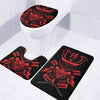 Red Samurai Mask Print 3 Piece Bath Mat Set