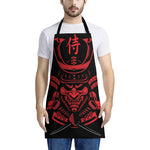 Red Samurai Mask Print Apron