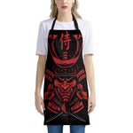 Red Samurai Mask Print Apron