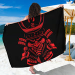 Red Samurai Mask Print Beach Sarong Wrap