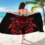 Red Samurai Mask Print Beach Sarong Wrap