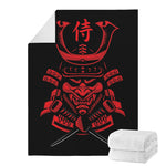Red Samurai Mask Print Blanket