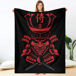 Red Samurai Mask Print Blanket