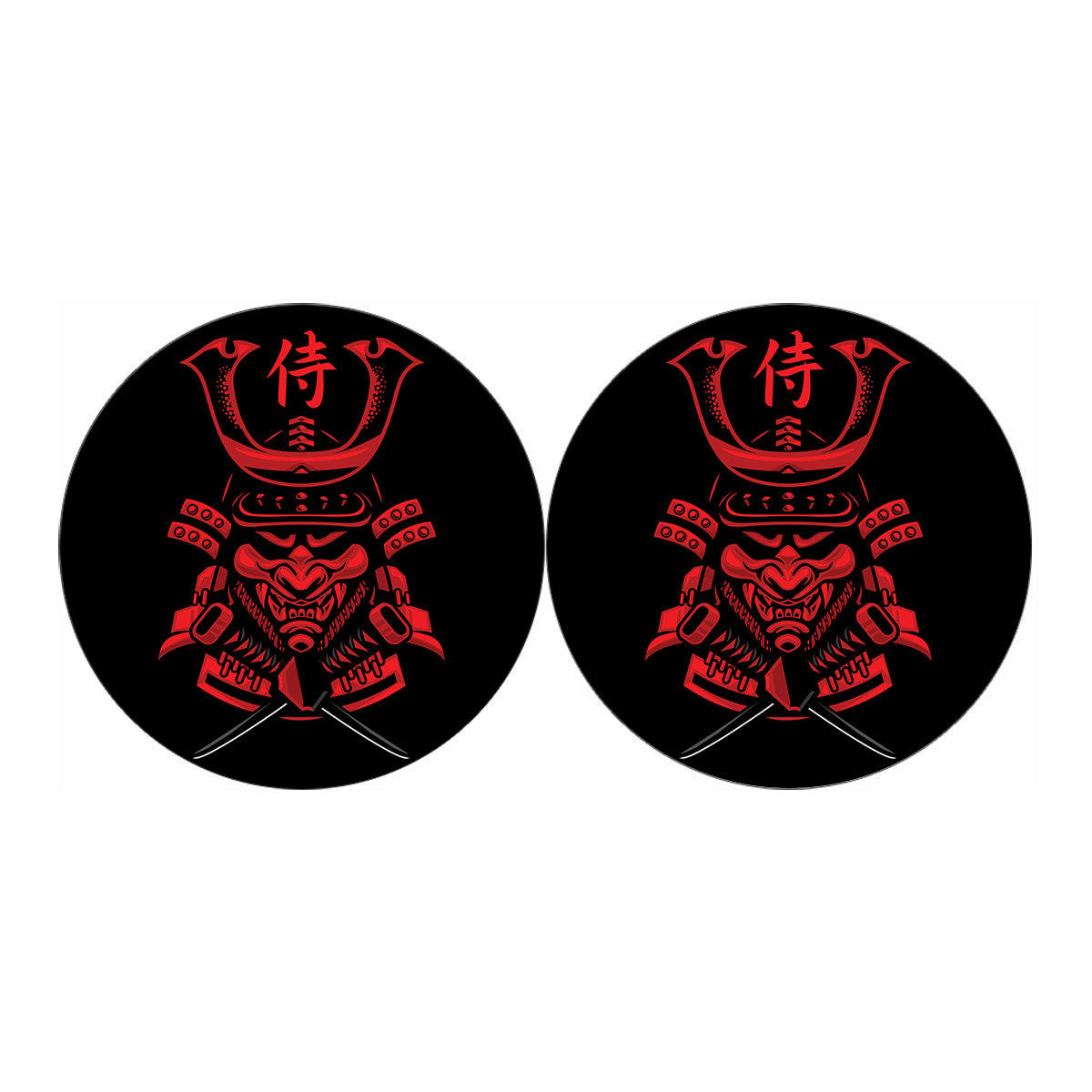 Red Samurai Mask Print Car Coasters