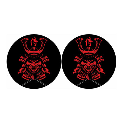 Red Samurai Mask Print Car Coasters