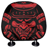 Red Samurai Mask Print Car Headrest Covers