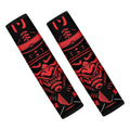 Red Samurai Mask Print Car Seat Belt Covers