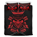 Red Samurai Mask Print Duvet Cover Bedding Set