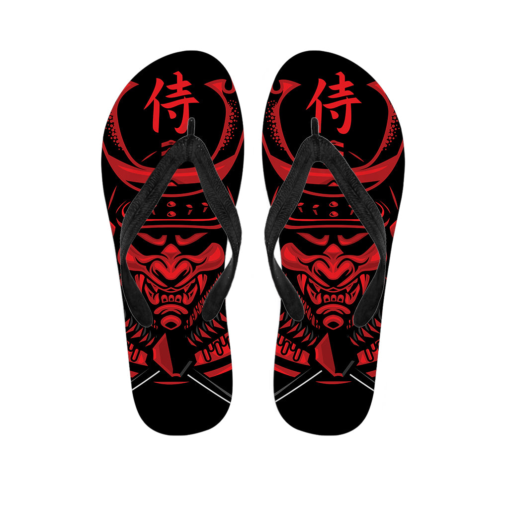 Red Samurai Mask Print Flip Flops
