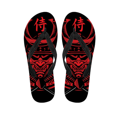 Red Samurai Mask Print Flip Flops