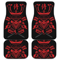 Red Samurai Mask Print Front and Back Car Floor Mats