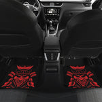 Red Samurai Mask Print Front and Back Car Floor Mats