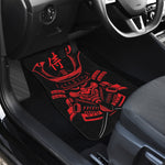 Red Samurai Mask Print Front and Back Car Floor Mats