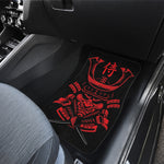 Red Samurai Mask Print Front and Back Car Floor Mats