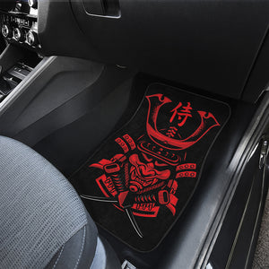 Red Samurai Mask Print Front Car Floor Mats