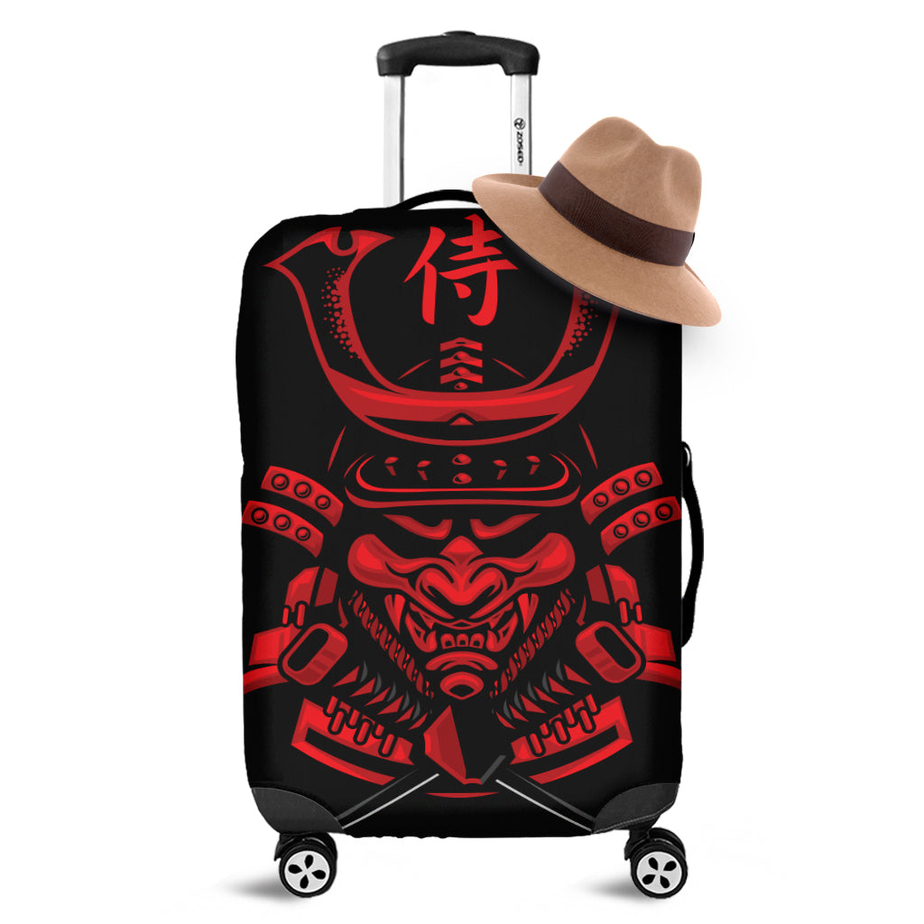 Red Samurai Mask Print Luggage Cover