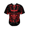 Red Samurai Mask Print Men's Baseball Jersey