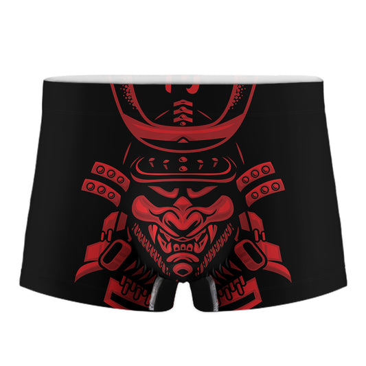 Red Samurai Mask Print Men's Boxer Briefs