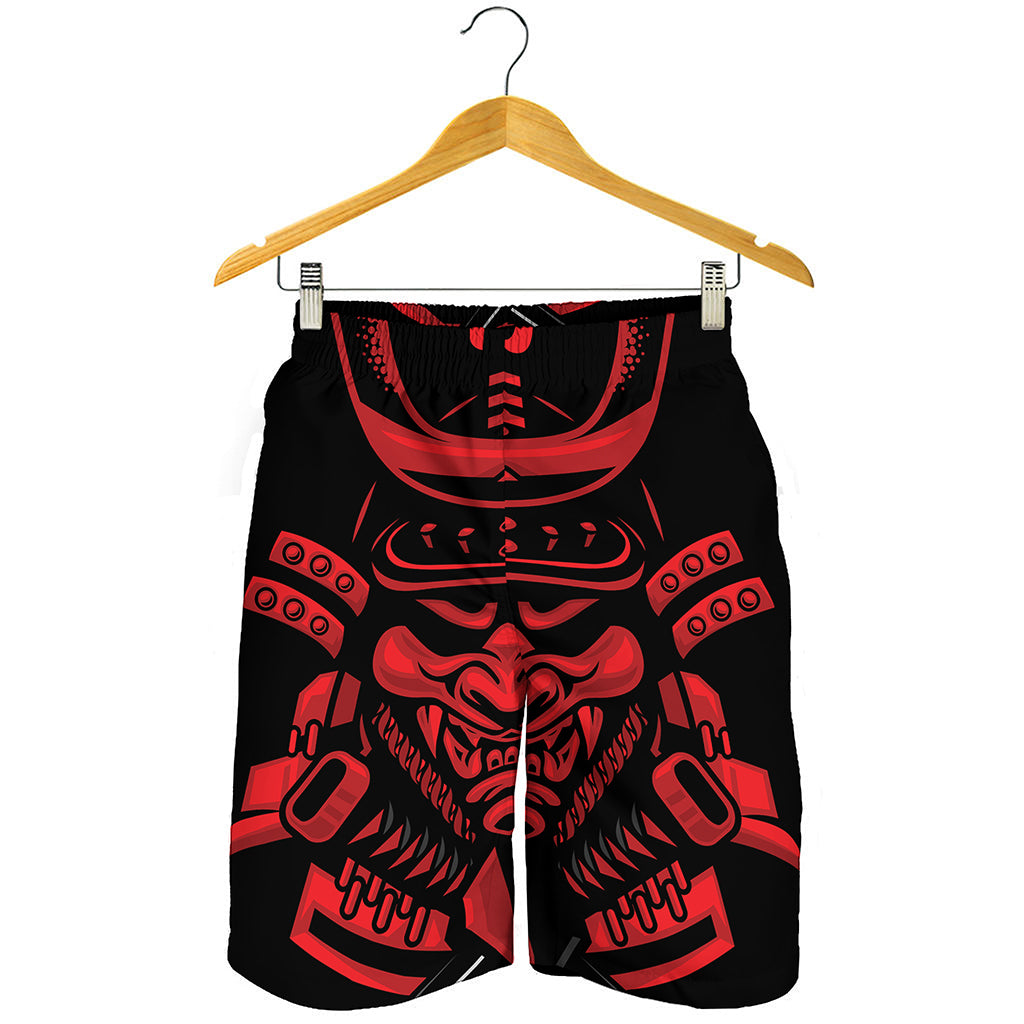 Red Samurai Mask Print Men's Shorts