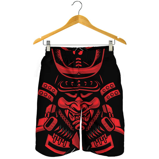 Red Samurai Mask Print Men's Shorts