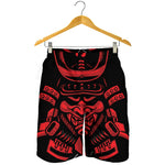 Red Samurai Mask Print Men's Shorts