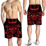 Red Samurai Mask Print Men's Shorts