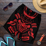 Red Samurai Mask Print Men's Shorts
