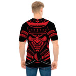 Red Samurai Mask Print Men's T-Shirt