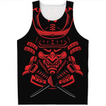Red Samurai Mask Print Men's Tank Top