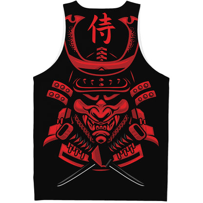 Red Samurai Mask Print Men's Tank Top