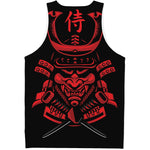 Red Samurai Mask Print Men's Tank Top